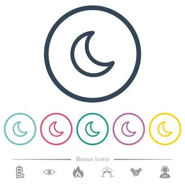 Moon shape flat color icons in round outlines Stock Illustration