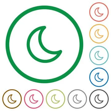 Moon shape outlined flat icons Ilustração Stock