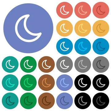 Moon shape round flat multi colored icons Stock Illustration