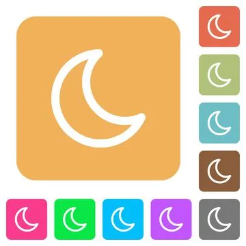 Moon shape rounded square flat icons イラスト素材