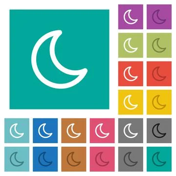 Moon shape square flat multi colored icons 库存插图