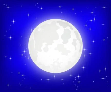 Moon with shining stars, vector Stock Illustration