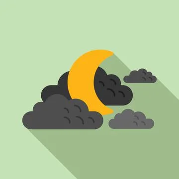 Moon sky icon flat vector. Cloud rain Stock Illustration