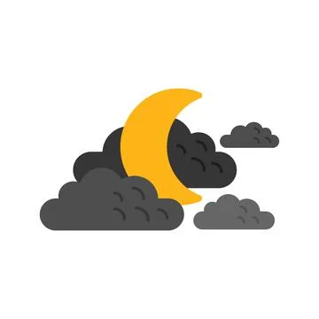 Moon sky icon flat vector. Cloud rain イラスト素材