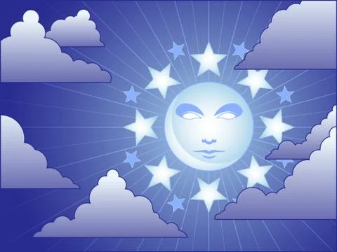 Moon in the sky Stock Illustration