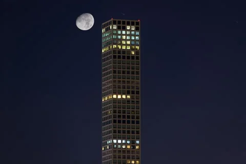 Moon Skyscraper Stock Footage 139292612