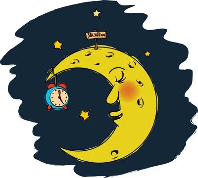 Moon sleeping Stock Illustration