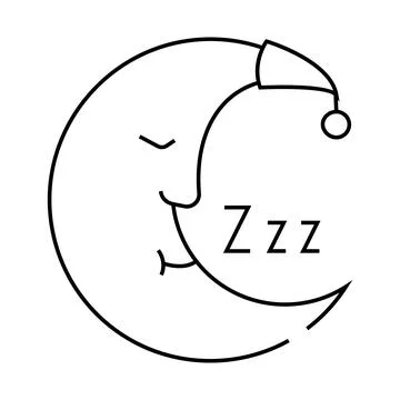Moon sleeping line icon vector illustration Stock Illustration