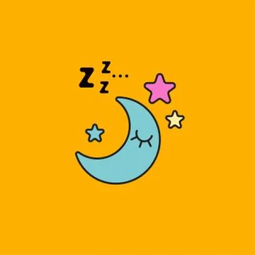 Moon sleeping in sky Stock Illustration