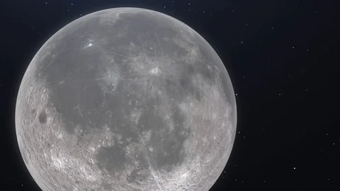 Moon is slowly rotating in space. 3D animation. Close-up moon's surface. Vídeo Stock 101969757