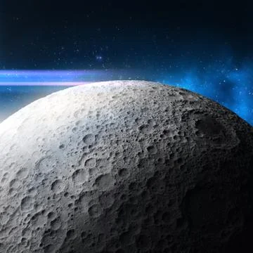 The moon in space. 3d rendering Stock Illustration