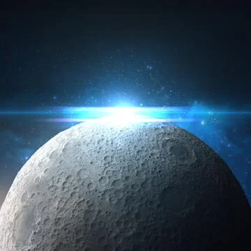 The moon in space. 3d rendering Иллюстрация