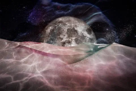 Moon in the space background Stock Photos