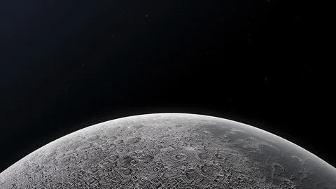 Moon in the space close view animation loop Stock Footage 124667028
