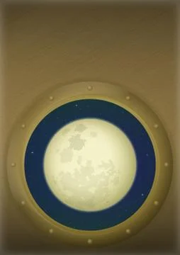Moon in space window Stock Illustration