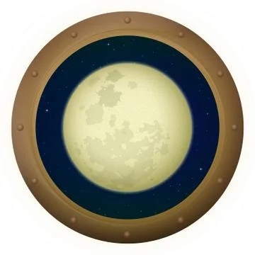 Moon in space window Illustrazione stock
