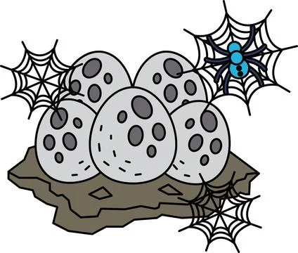 Moon-like spheres rest on a rocky surface Stock Illustration
