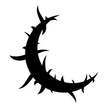 Moon with spikes in goth, punk, emo style. Black moon in goth style. Stock Illustration