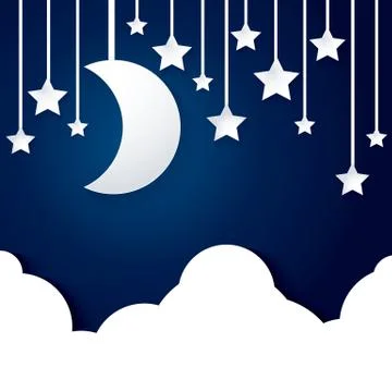 Moon star and cloud paper Stock Illustration
