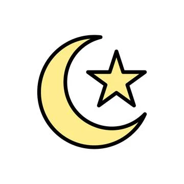 Moon star Ramadan icon. Simple outline color vector elements of islam icons for イラスト素材