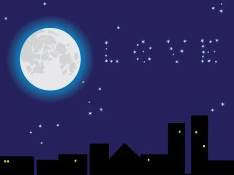 The moon in the star sky. Stock Illustration