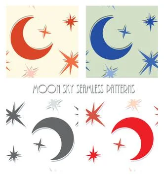 Moon star sky seamless vector Stock Illustration