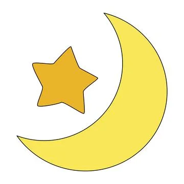 A moon with star on white background Stock Illustration