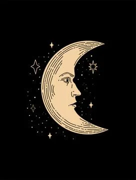 Moon in the starry sky  Stock Illustration