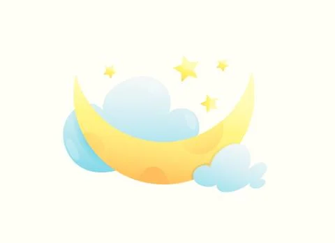 Moon stars and clouds cute and sweet baby design for nursery room,shirt print or Stock Illustration
