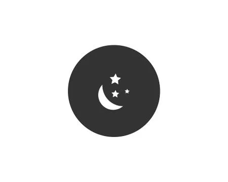 Moon with stars Icon. Rounded Flat icon isolated on the black background Stock Illustration