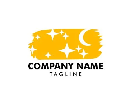 Moon With Stars Logo Design Vector Template Stock Illustration