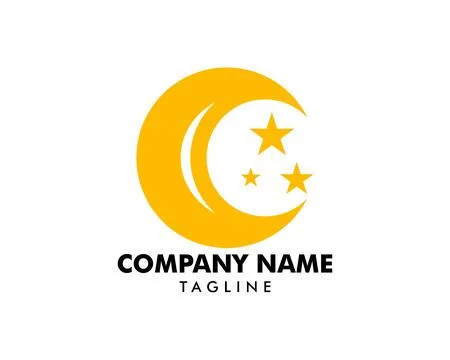 Moon With Stars Logo Design Vector Template Stock Illustration