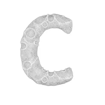 Moon stylized Letter "C" - on white background - 3D render Ilustração Stock