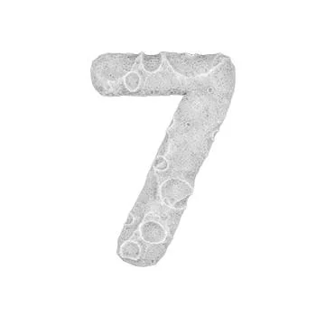 Moon stylized number "7" - on white background - 3D render Ilustração Stock