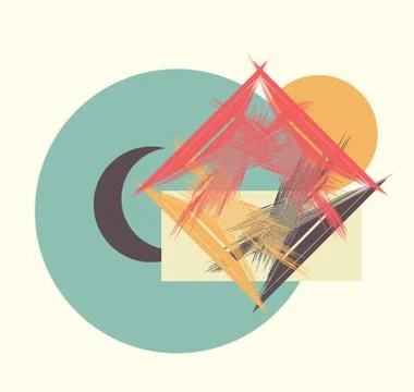 Moon sun house vector Stock Illustration