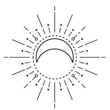Moon sun vector logo. Line mystic symbol in minimal flat linear style. Magic Illustrazione stock
