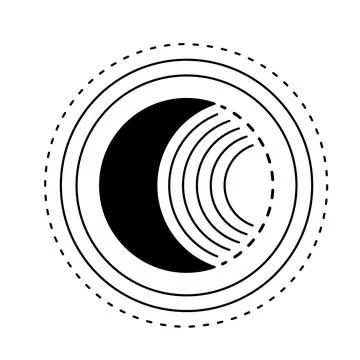 Moon sun vector logo. Line mystic symbol in minimal flat linear style. Magic Stock Illustration