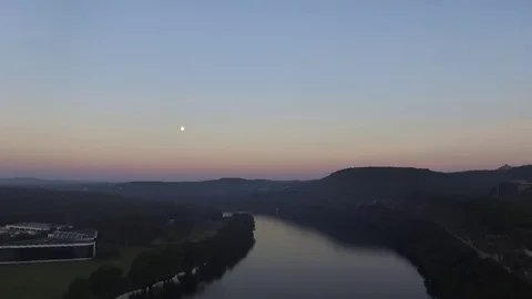 Moon at Sunrise Slow Pull Back Stock Footage 69234030