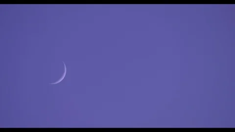 Moon at sunset Going into Focus Cinema 4K Video stock 94400310