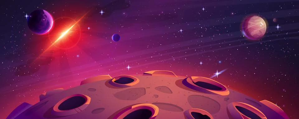 Moon surface against space background Ilustração Stock