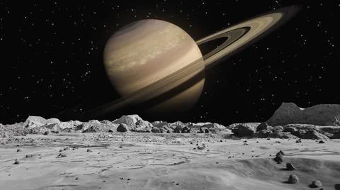 Moon surface and a big planet background Stock Illustration