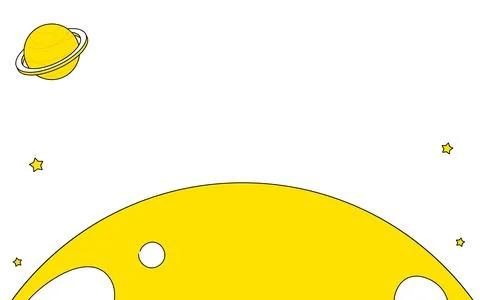 Moon Surface and Saturn Background Cute Space Simple Line Drawing Illustratio Stock Illustration