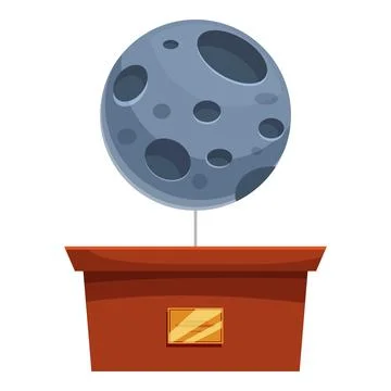 Moon surface exhibiting craters standing on a pedestal in museum Stock Illustration