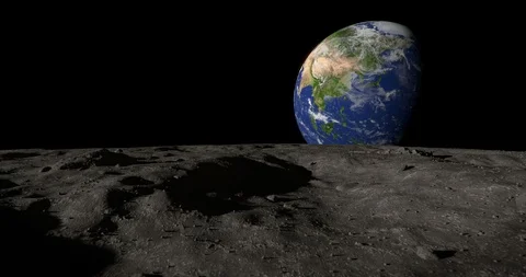 Moon surface with flag Japan and the Earth, with alpha mask Stock Footage 109067583