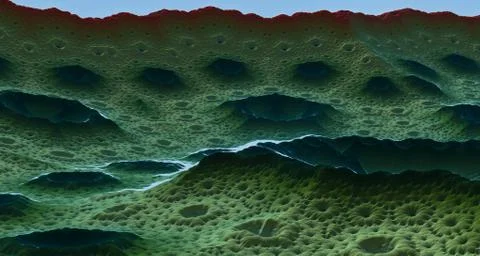 Moon surface or alien planet with craters 3d rendering Stock Illustration