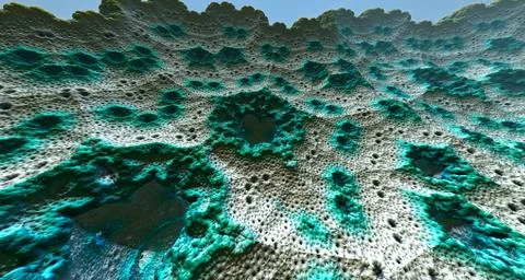 Moon surface or alien planet with craters 3d rendering Stock-Illustration