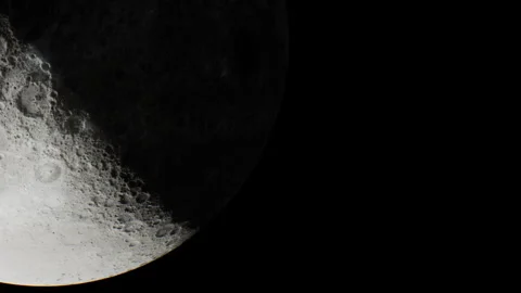 Moon surface viewed from Earth during nighttime Stock Footage 344390446