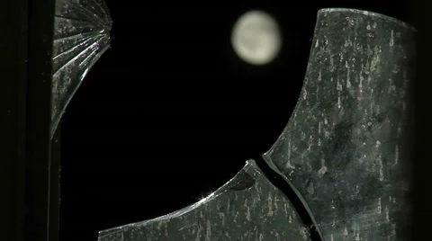 Moon through the broken window Stock Footage 54666633