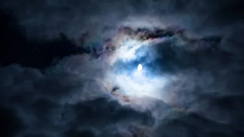 Moon through fast clouds Stock Footage 100138647