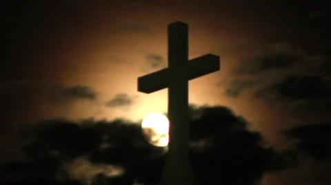 Moon Time Lapse Behind Cross Stock Footage 2189948